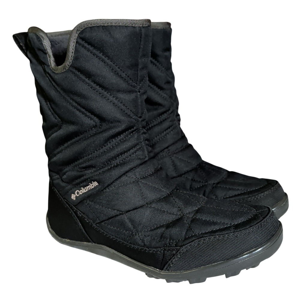 Columbia Black Minx Slip III Boots Womens Size 7 Black Quilted Waterproof Winter